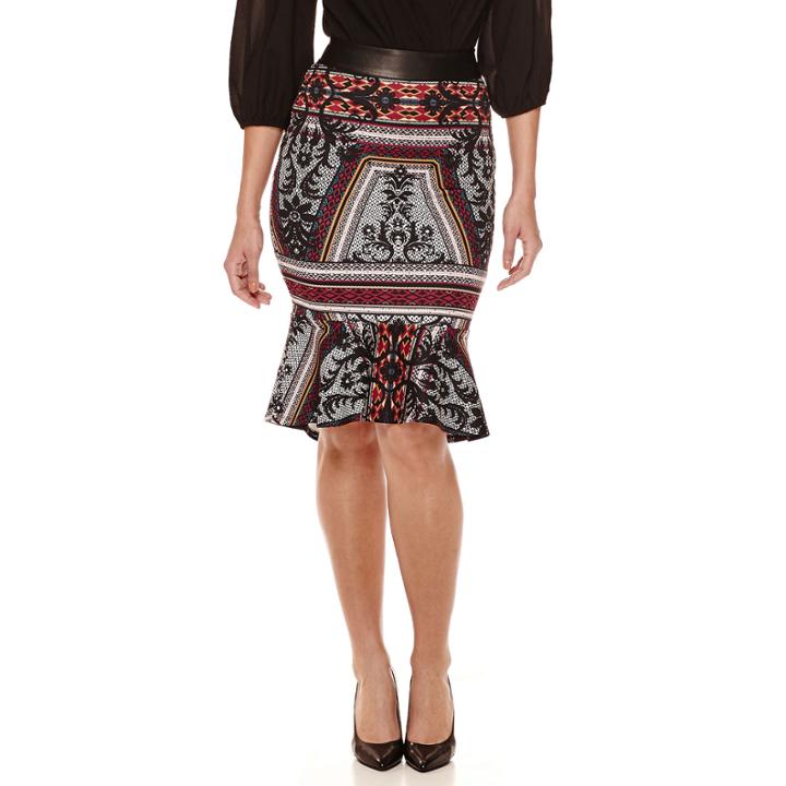 Bisou Bisou Flounce Pencil Skirt