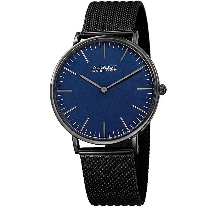 August Steiner Mens Black Strap Watch-as-8219bk