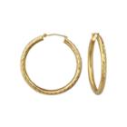 18k Yellow Gold 30mm Diamond-cut Hoop Earrings