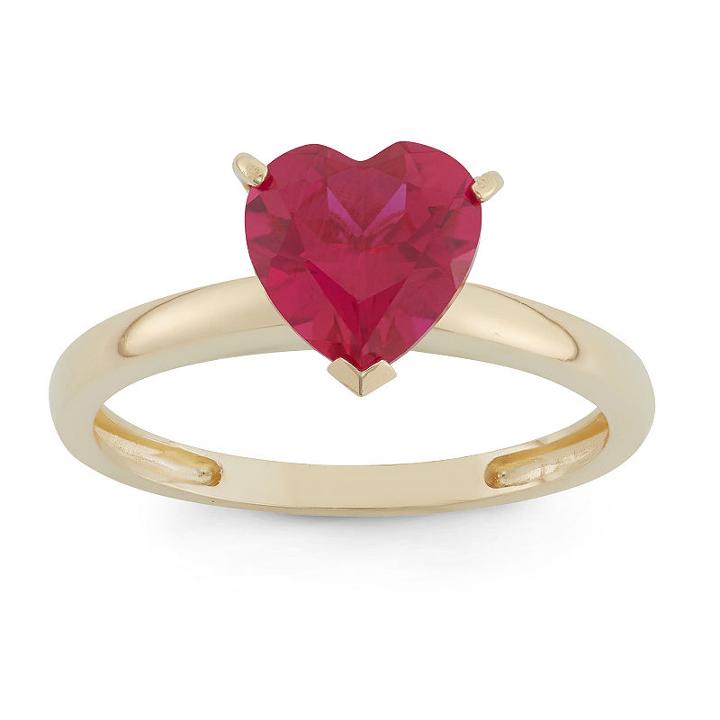 Womens Lab Created Red Ruby 10k Gold Cocktail Ring