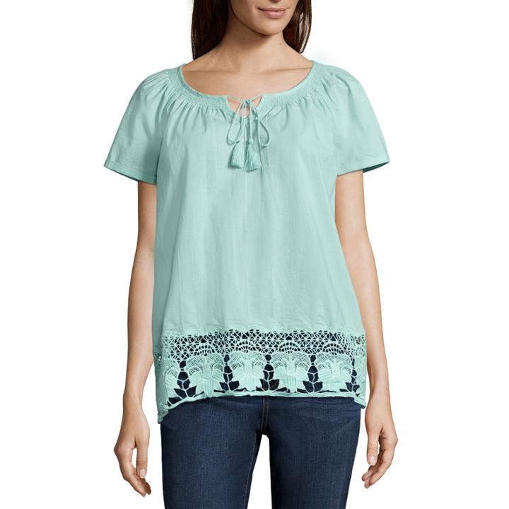St. John's Bay Lace Border Blouse - Plus