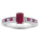 Womens Ruby Red 10k White Gold Cocktail Ring