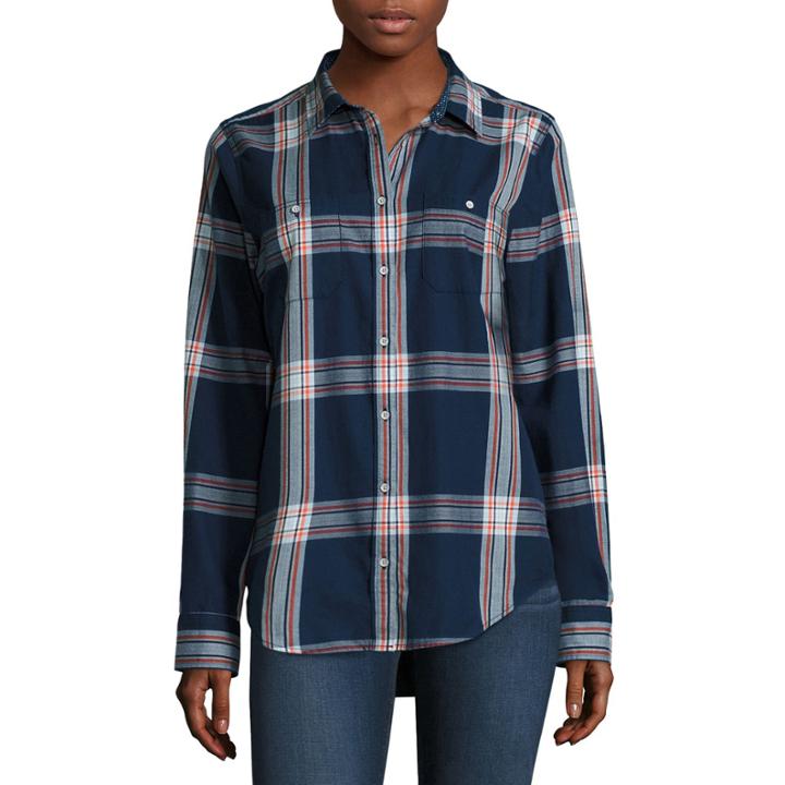Stylus&trade; Long-sleeve Boyfriend Utility Shirt - Tall