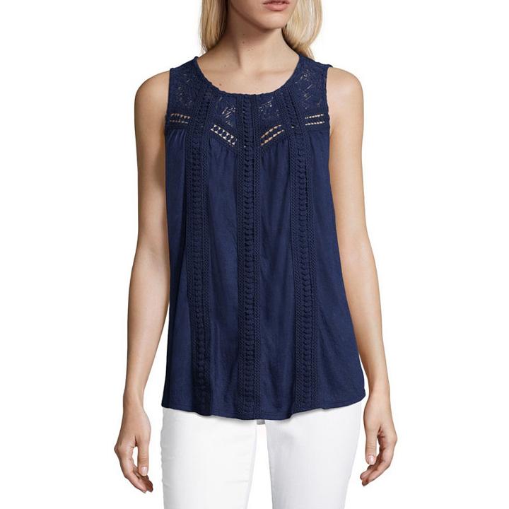 John Paul Richard Sleeveless Round Neck Knit Blouse