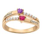 Personalized Womens Simulated Cubic Zirconia Multi Color 18k Gold Over Silver Heart