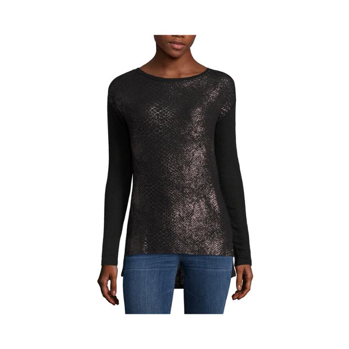 A.n.a Long Sleeve Crew Neck Animal T-shirt-womens Talls