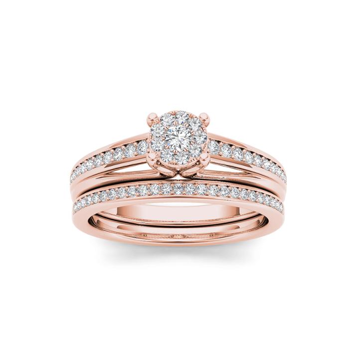 3/8 Ct. T.w. Diamond 10k Rose Gold Bridal Ring Set