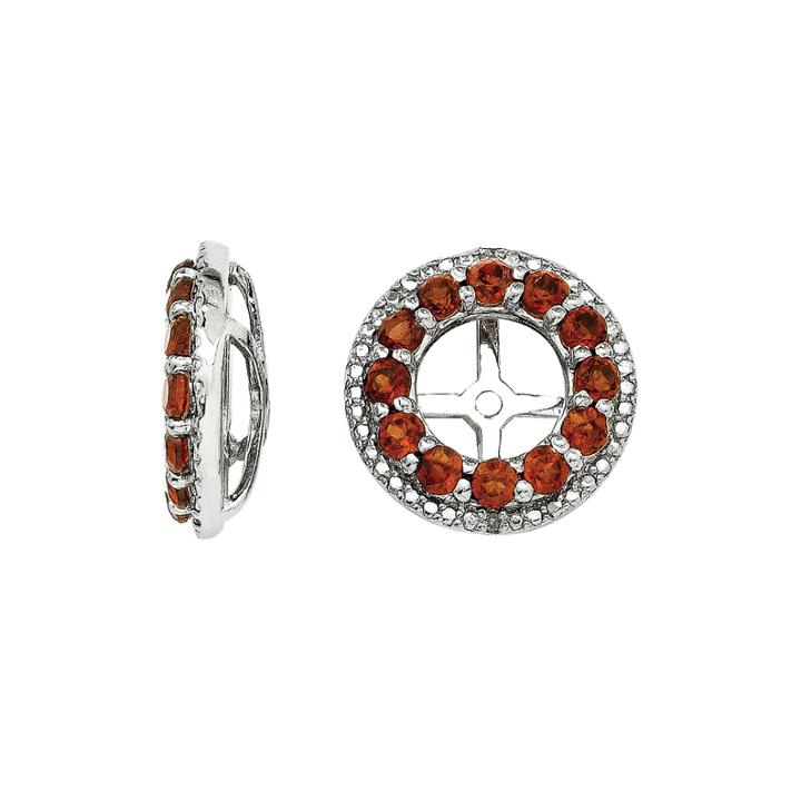 Genuine Garnet And Diamond Accent Sterling Silver Earring Jackets