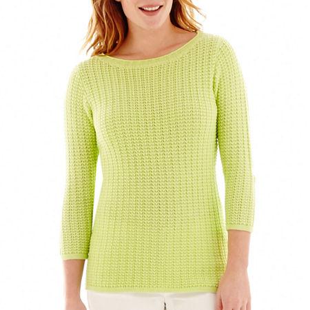 Liz Claiborne 3/4-sleeve Textured Sweater