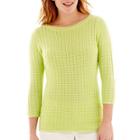 Liz Claiborne 3/4-sleeve Textured Sweater