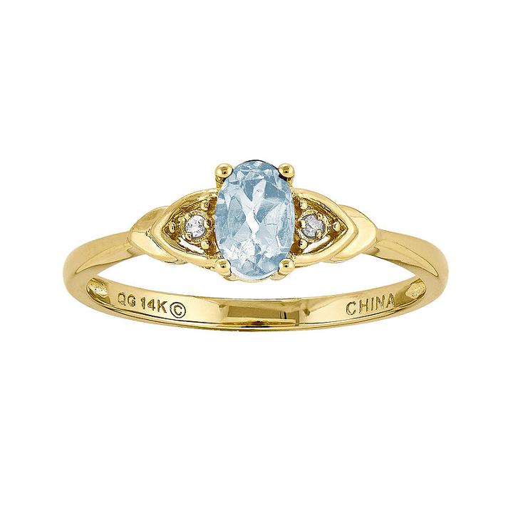 Womens Aquamarine Blue 14k Gold Cocktail Ring
