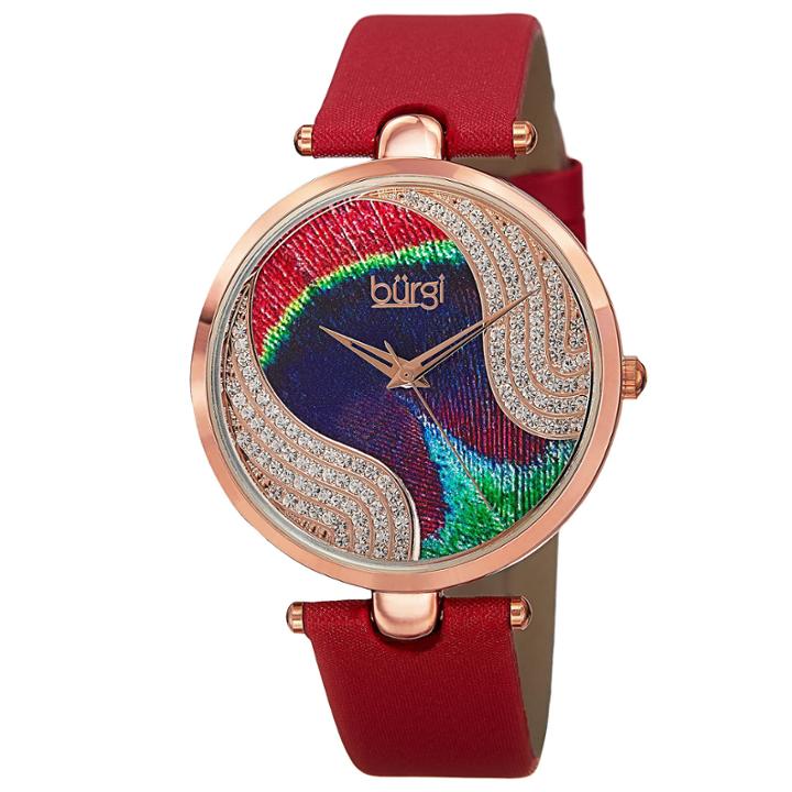 Burgi Womens Red Strap Watch-b-131rd