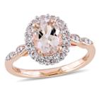 Womens Diamond Accent Genuine Pink Morganite 14k Gold Cocktail Ring
