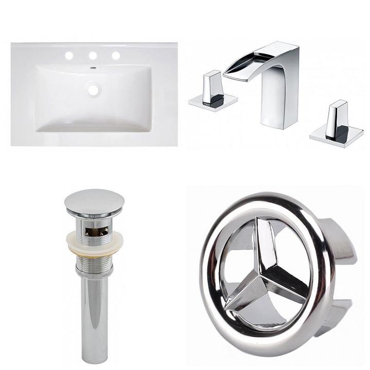 30-in. W 3h8-in. Ceramic Top Set In White Color -cupc Faucet Incl. - Overflow Drain Incl.