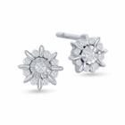 Enchanted Disney Fine Jewelry 1/10 C.t.t.w. Diamond Frozen Starburst Stud Earrings In Sterling Silver