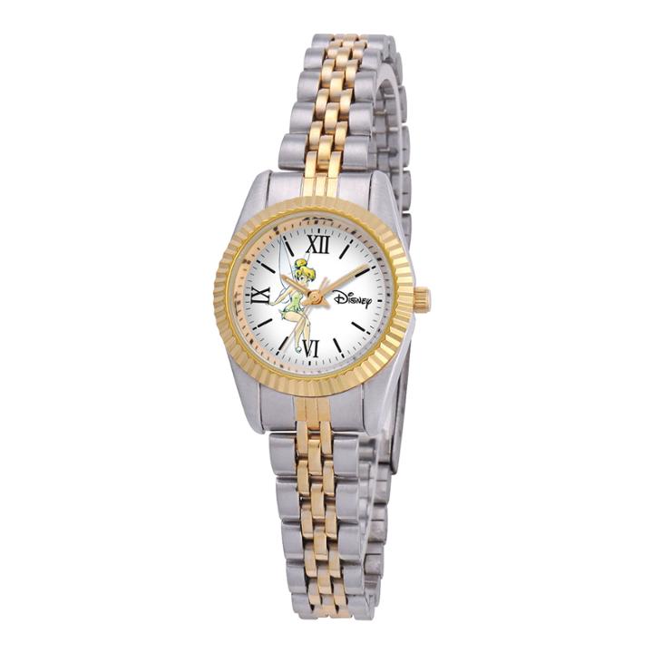 Disney Status Womens Tinker Bell Two-tone Metal Bracelet Watch