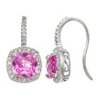 Lab Created Pink Sapphire Sterling Silver Drop Earrings