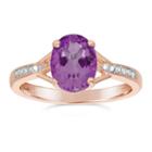 Womens Diamond Accent Genuine Amethyst Purple 14k Gold Over Silver Cocktail Ring