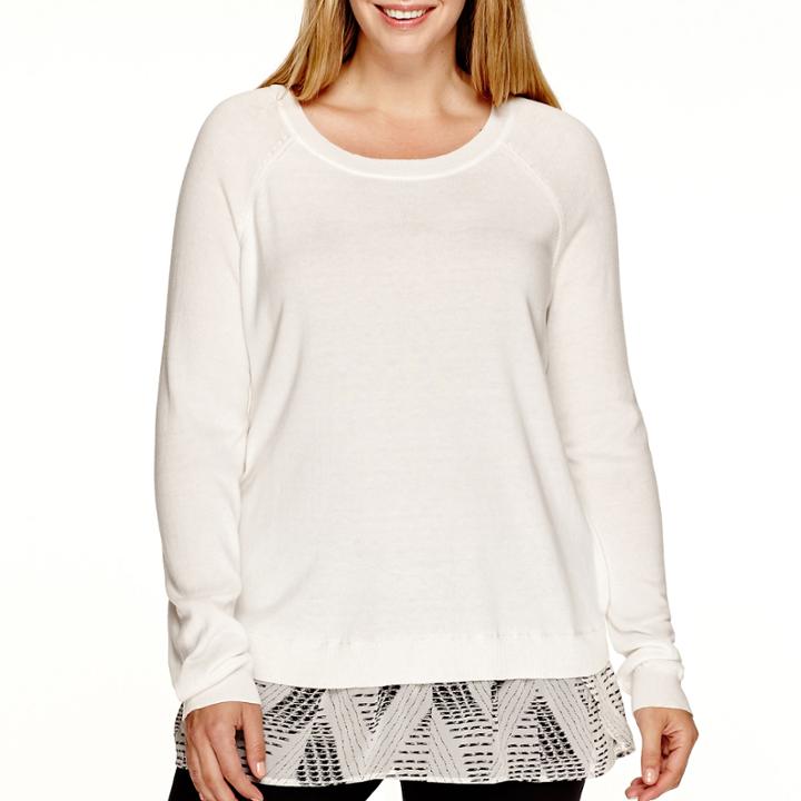 A.n.a Long-sleeve Plaid Layered Sweater - Plus