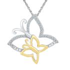 Womens White Diamond 10k Gold Over Silver Pendant Necklace