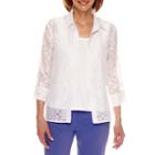 Alfred Dunner Reel It In 3/4 Sleeve Layered Top Petites