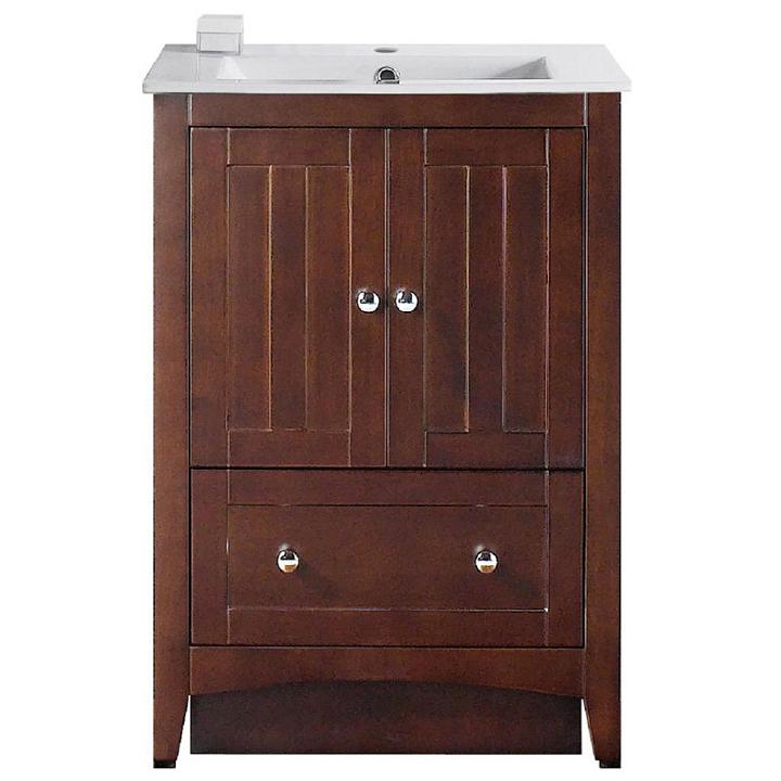 23.75-in. W Floor Mount Walnut Vanity Set For 1 Hole Drilling