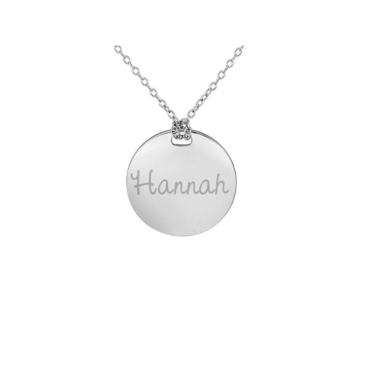 Personalized Sterling Silver 19mm Round Name Pendant Necklace