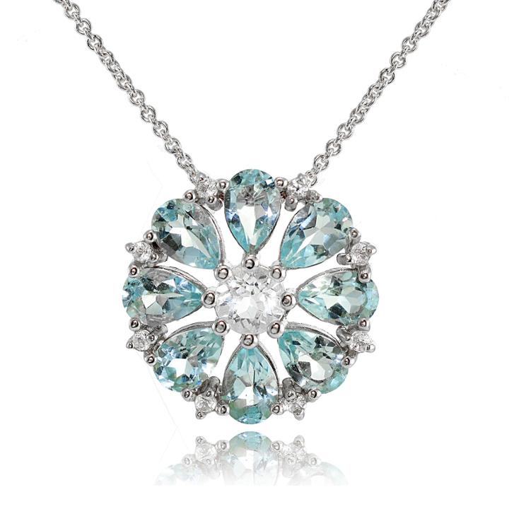 Fine Jewelery Womens 18 Inch Blue Topaz Sterling Silver Link Necklace