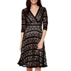 Signature By Sangria Elbow-sleeve Lace Fit-and-flare Dress - Petite