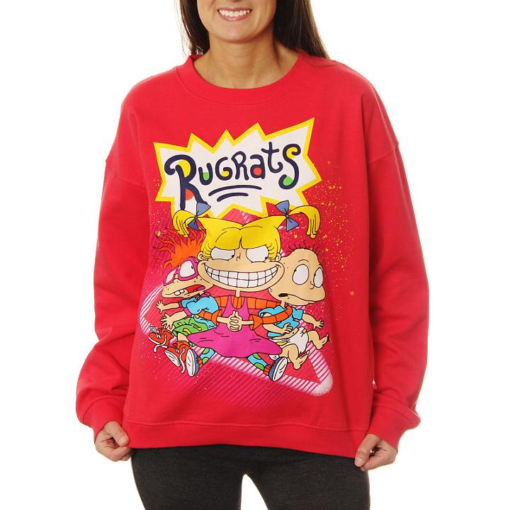 Nickelodeon Juniors' Rugrats Group Shot Neon Crewneck Graphic Sweatshirt