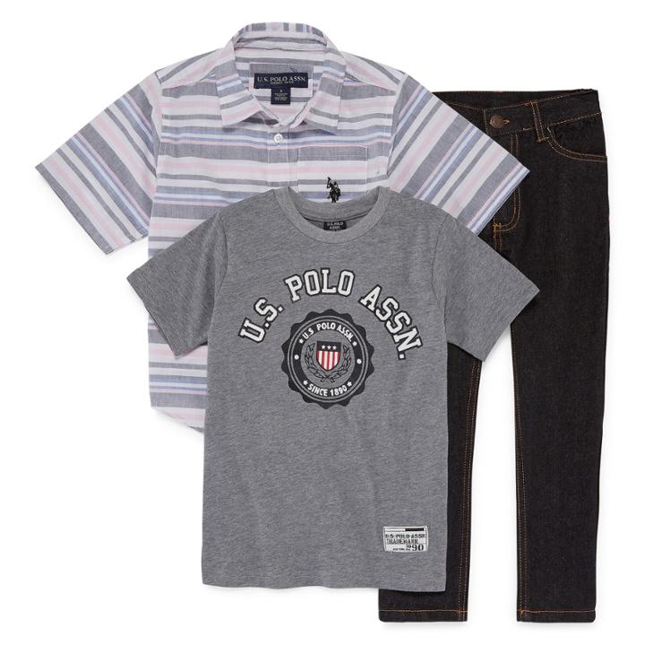 Us Polo 3 Pc Ss Woven Set