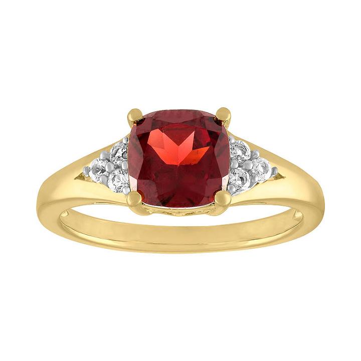 Womens Genuine Garnet Red 14k Gold Over Silver Cocktail Ring