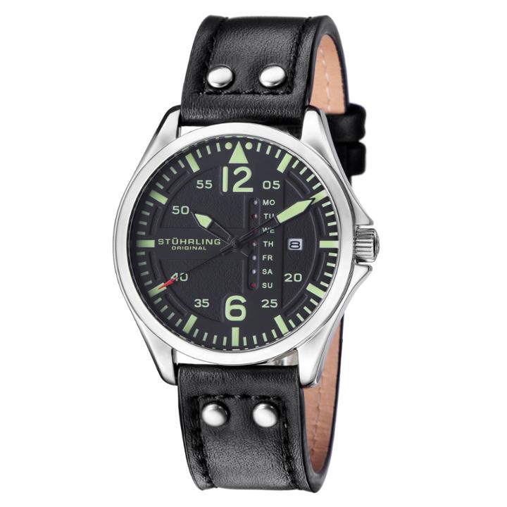 Stuhrling Mens Black Strap Watch-sp15161