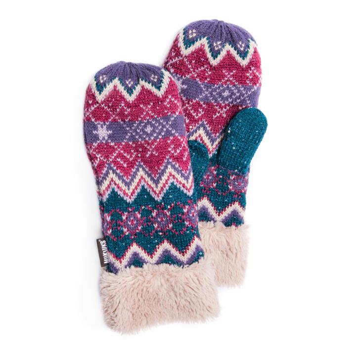 Muk Luks Zig Zag Knit Midweight Mittens