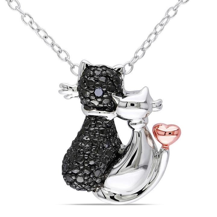 Womens Diamond Accent Black Diamond Pendant Necklace