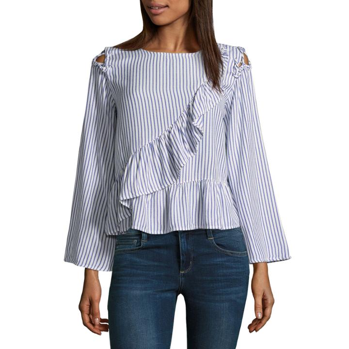 Arizona Lace Up Sleeve Woven Top- Juniors