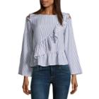 Arizona Lace Up Sleeve Woven Top- Juniors