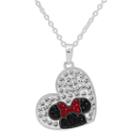 Disney Minnie Mouse Silver Plated Brass Crystal Heart Pendant Necklace