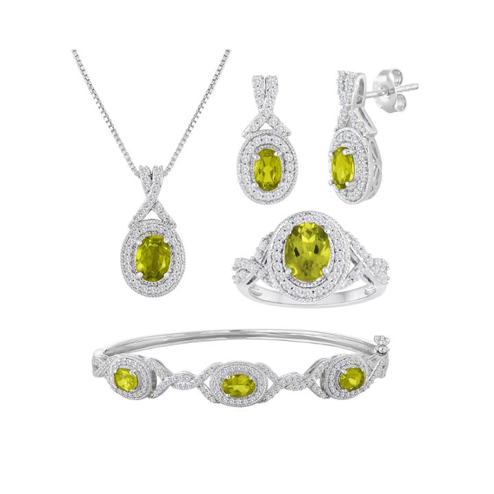 4-pc. Genuine Peridot And Cubic Zirconia Jewelry Set