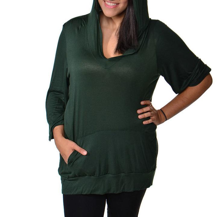 24/7 Comfort Apparel 3/4 Sleeve Hoodie Knit Hoodie-plus