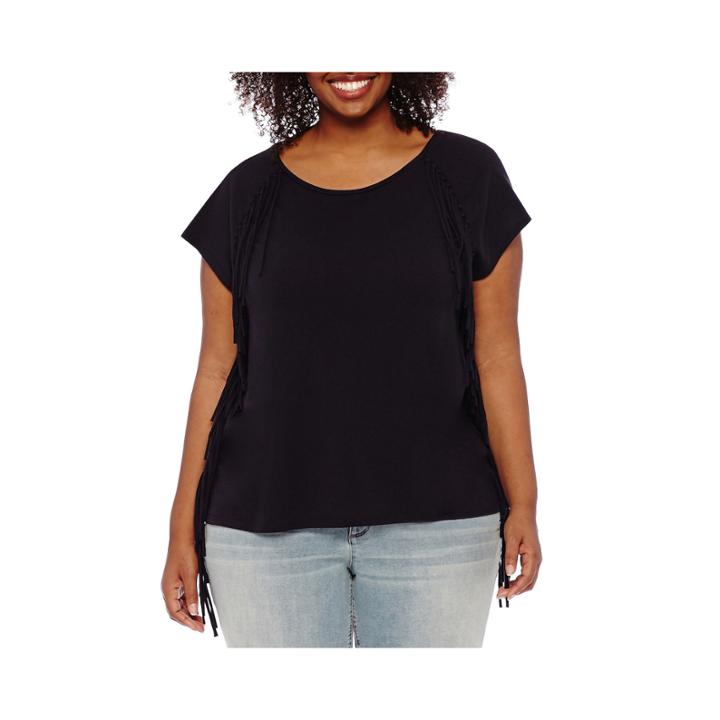 A.n.a Short-sleeve Fringe Dolman Tee - Plus