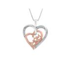 1/10 Ct. T.w. Diamond Sterling Silver And 14k Rose Gold Over Silver Heart Pendant Necklace