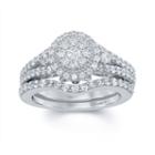 Enchanted Disney Fine Jewelry 1 C.t.t.w. Diamond & Blue Lab Created Sapphire 14k White Gold Cinderella Bridal Set