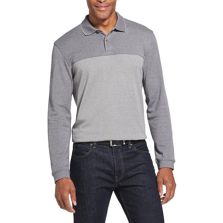Van Heusen Long Sleeve Knit Polo Shirt