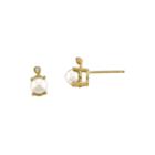 Cultured Freshwater Pearl And Diamond-accent 14k Yellow Gold Stud Earrings