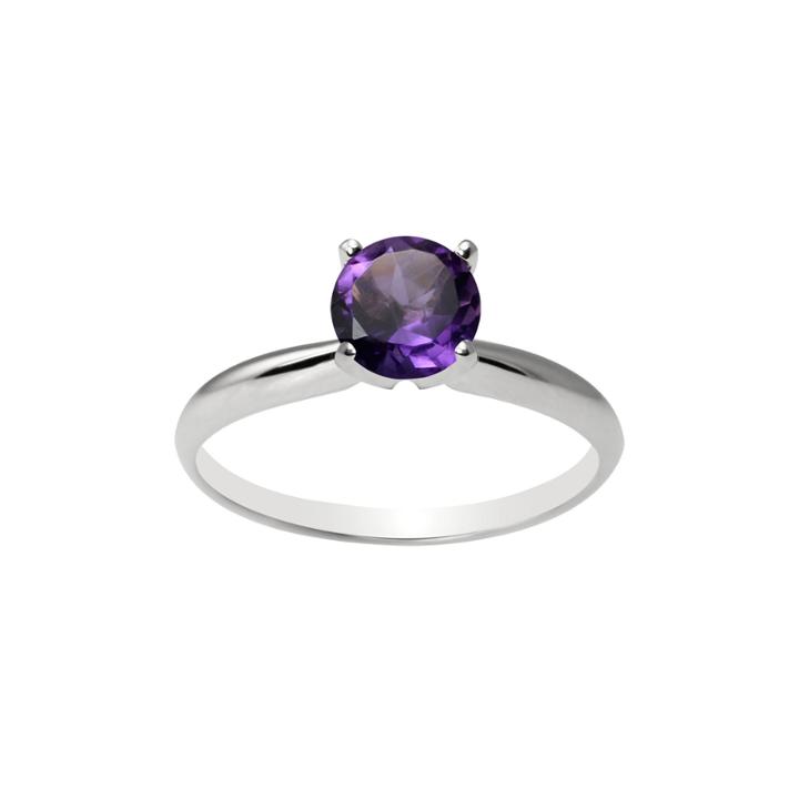 Womens Purple Amethyst 14k Gold Solitaire Ring