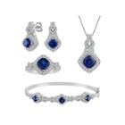 Womens 4-pc. Blue Sapphire Brass Jewelry Set