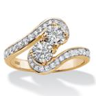 Diamonart Womens 1 3/8 Ct. T.w. White Cubic Zirconia Gold Over Silver Cocktail Ring