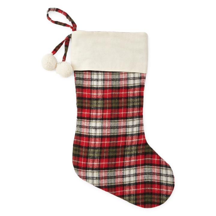 North Pole Trading Co. Winter Lodge Red Plaid Tartan Christmas Stocking
