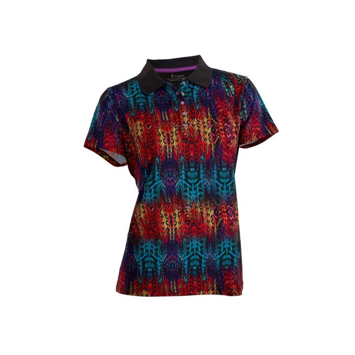 Birdie Plus Short Sleeve Short Sleeve Abstract Knit Polo Shirt Plus